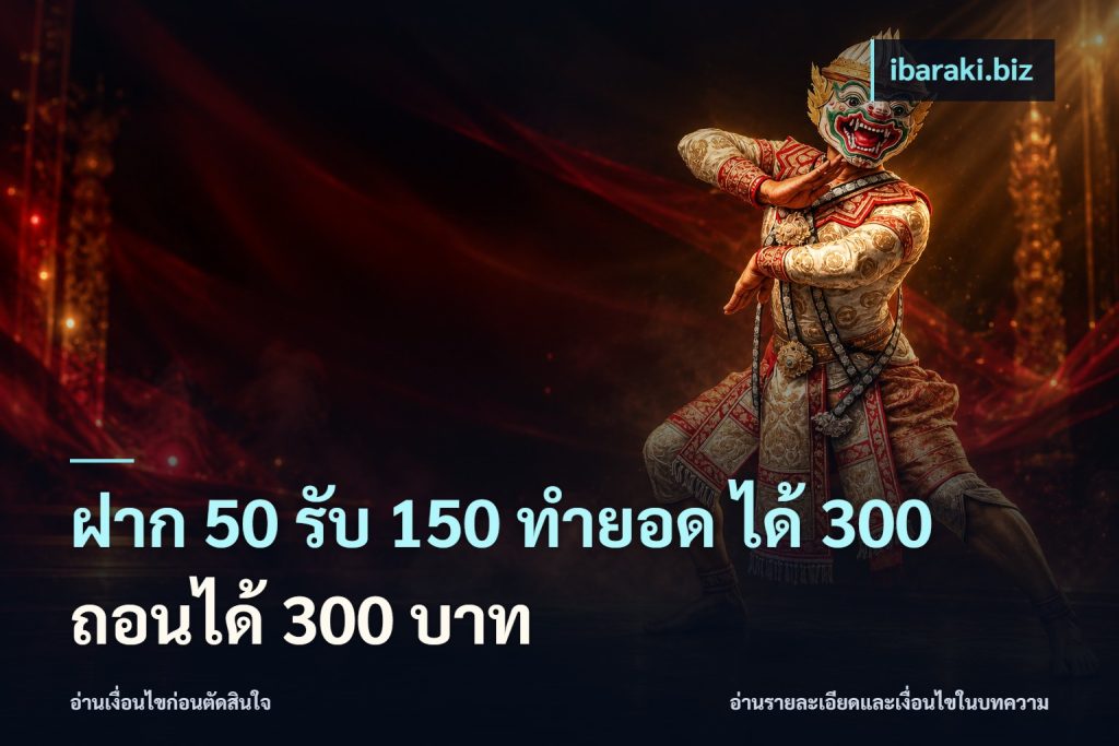 ฝาก 50 รับ 150 ทํายอด ได้ 300 ถอนได้ 300 บาท