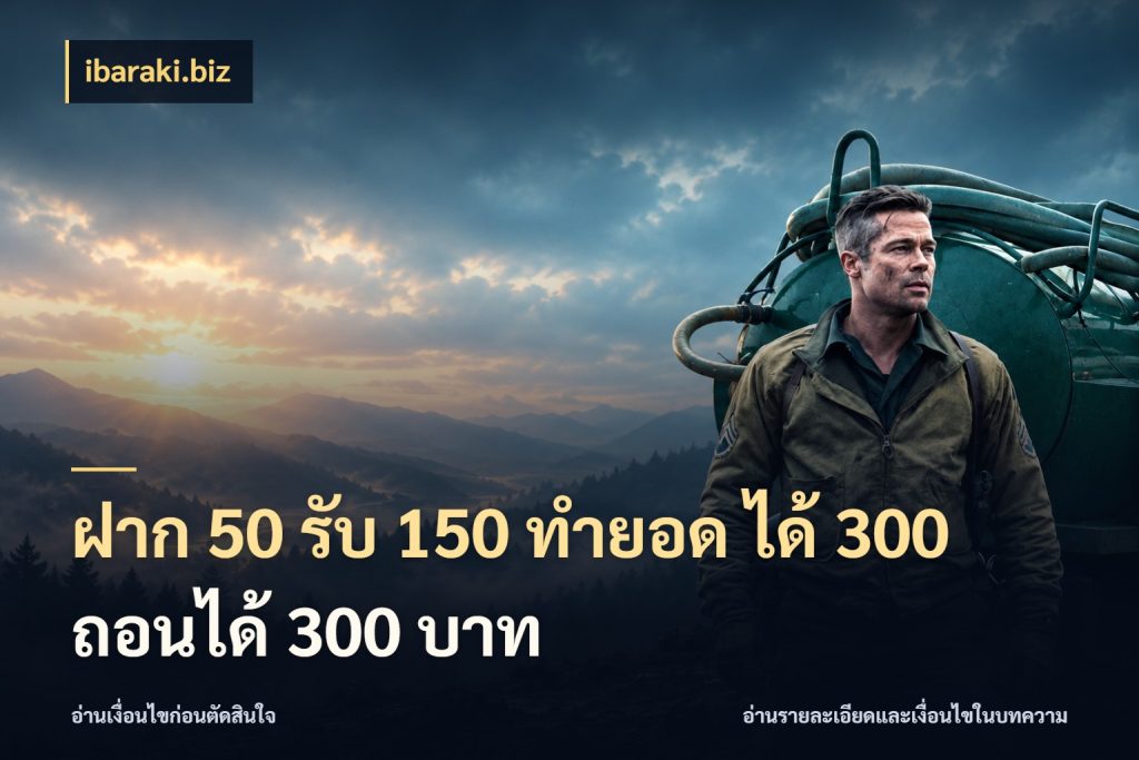 ฝาก 50 รับ 150 ทํายอด ได้ 300 ถอนได้ 300 บาท เปิดมุมโปรให้เข้ากับเกมแนวโปรด กับ ibaraki.biz