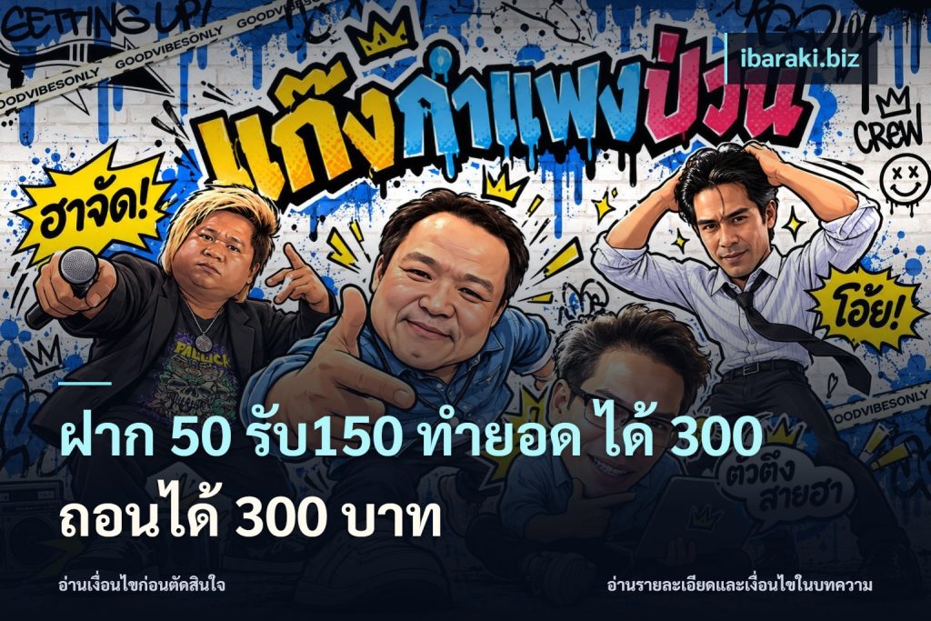 ฝาก 50 รับ150 ทำยอด ได้ 300 ถอนได้ 300 บาท