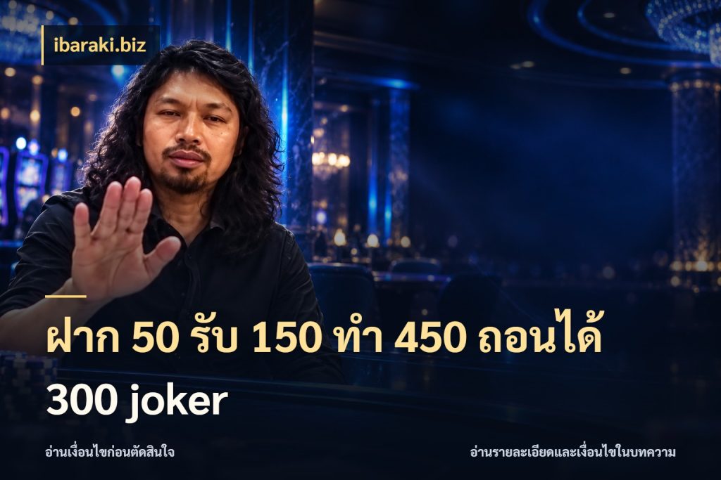 ฝาก 50 รับ 150 ทํา 450 ถอนได้ 300 joker โปรยอดรับที่สายเกมสนใจ สไตล์ ibaraki.biz